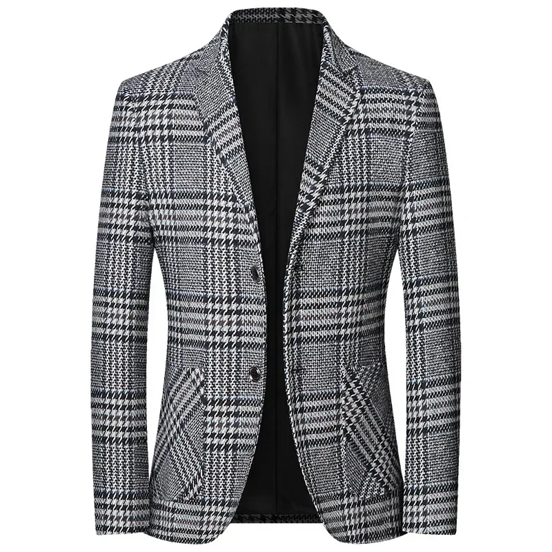 

Мужской Блейзер в клетку, деловой Повседневный пиджак, костюмы, пальто, приталенный силуэт, куртка, Размеры 4X, весна-осень