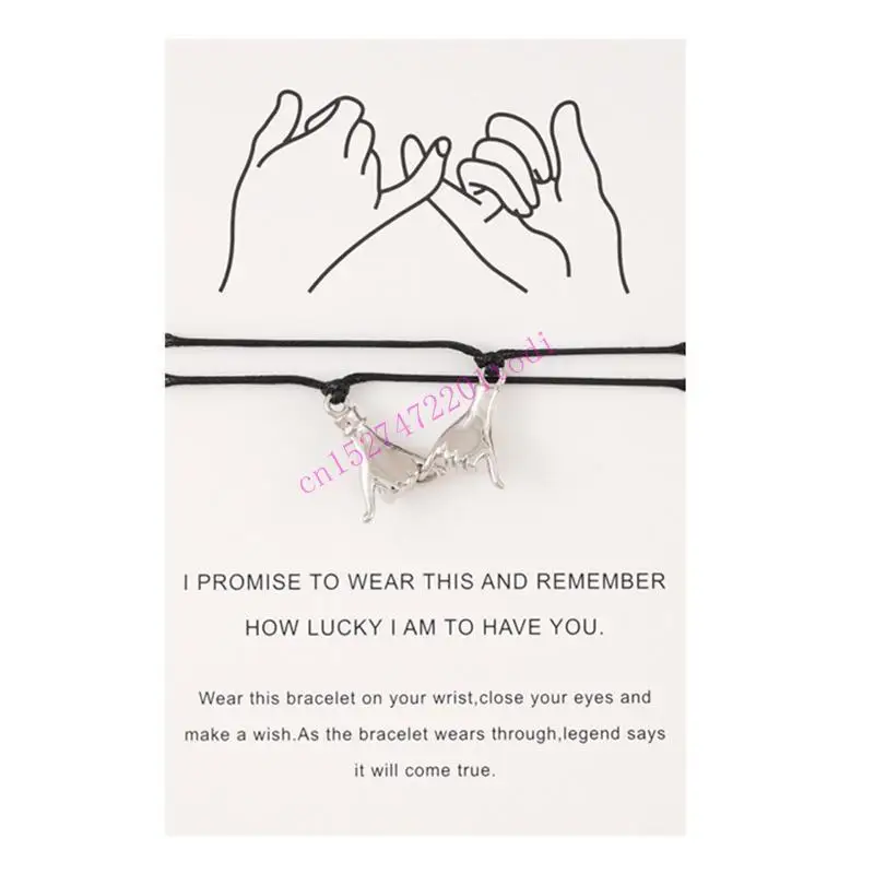 2 Pcs/set Pinky Promise Distance Matching Bracelets for Couples Best Friend M76B view 5