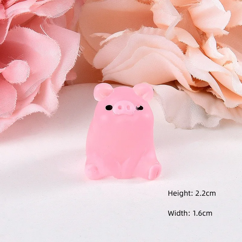 10-20Pcs kawaii 3D Luminous Pink Pig Resin Ornaments DIY Home Car Decoration Supplies Glow In The Dark Miniature Figurine Crafts