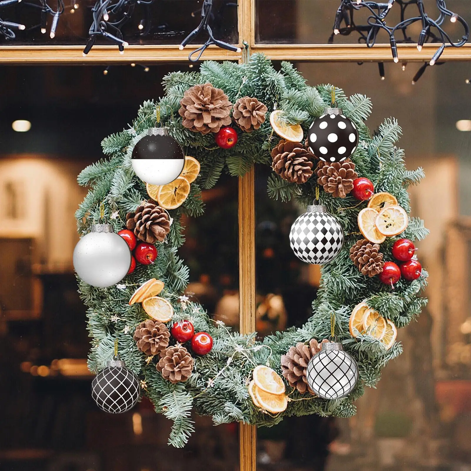 

12Pcs Christmas Decoration 2D Wooden Christma Ball Pendant Christmas Tree Hanging Home Room Decor Accessory New Year's Gift