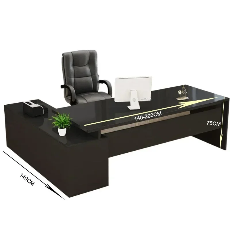 مكتب مكتب تنفيذي أسود قائم على شكل حرف L رف زاوية مكاتب كمبيوتر محمول لوازم أرضية الكمبيوتر الأثاث الحديث #2