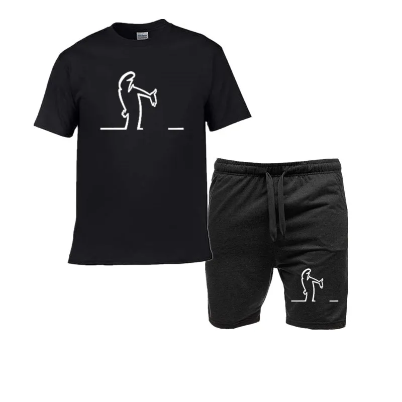 

Men's Summer T-shirt Balum La Linea Fun Pattern T-shirt+Shorts Cotton Comfortable Top