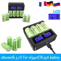 BATTOOL 3.7V 2800mAh Li-ion For 16340 Battery CR123A Rechargeable Batteries CR123 for LED Flashlight Cell,Security Camera