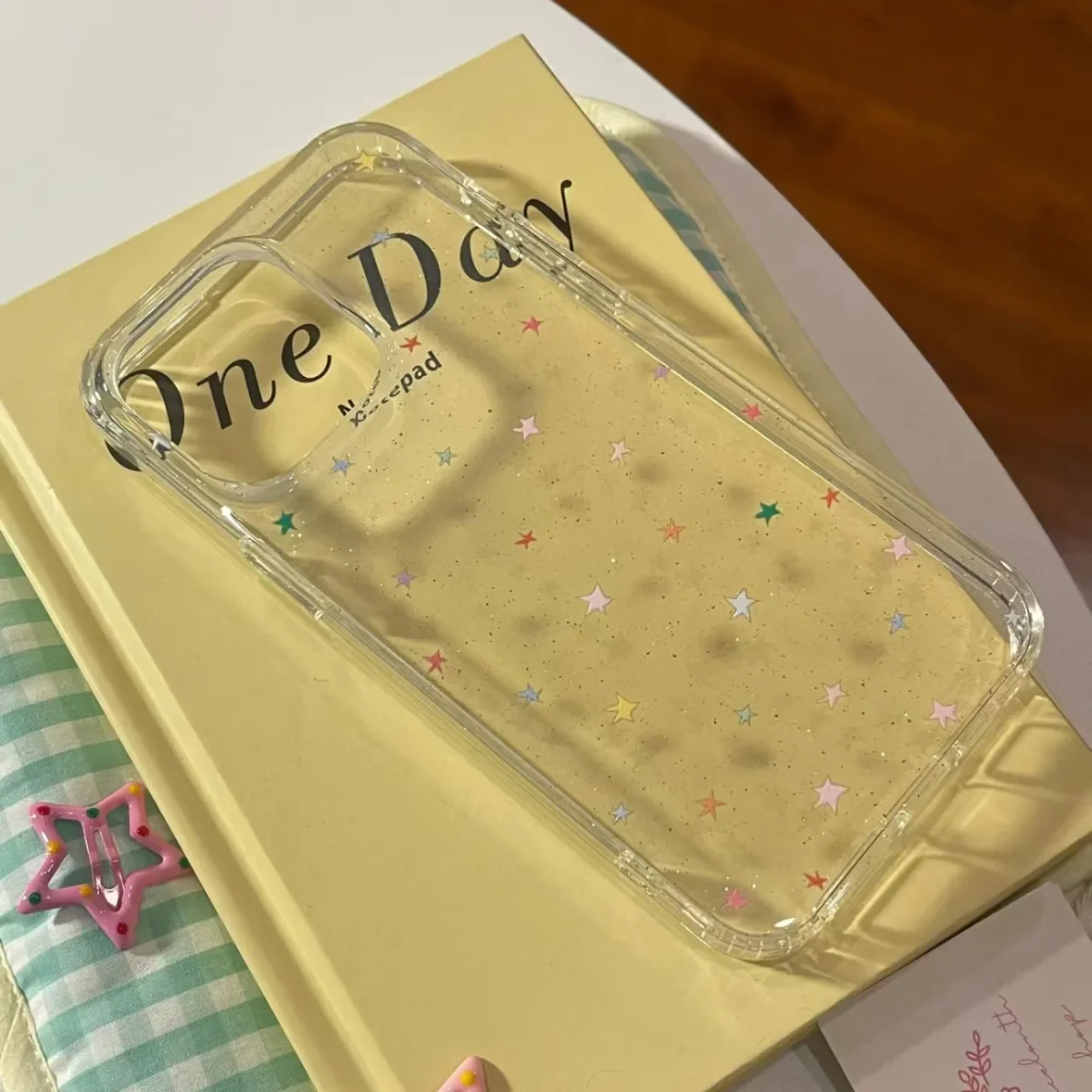 Dopamine Colorful Stars Glitter Phone Case For iPhone 17 16 15 14 13 12 11 Pro MAX 17air MINI XR XS 7 8 Plus Transparent Cover view 2