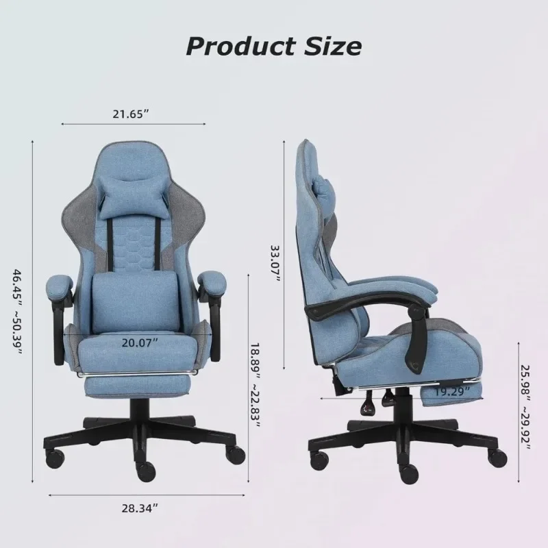 Gaming Chair, Computer Office Chair with Footrest, Linkage Armrests and Lumbar Support, High Back Ergonomic Gamer Chairs