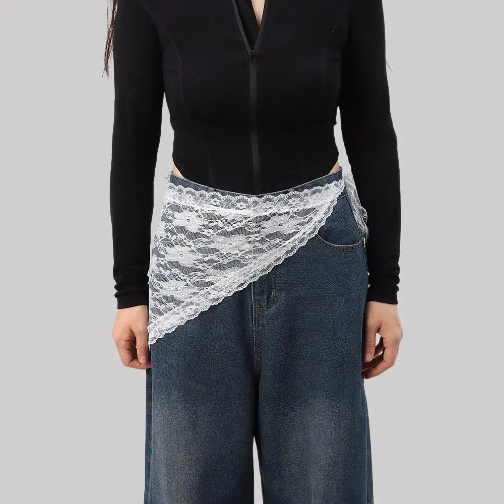 Minifalda de encaje con cordones para mujer, ajustada, bonita cortina de cadera, Harajuku Y2K, cortina de pedos