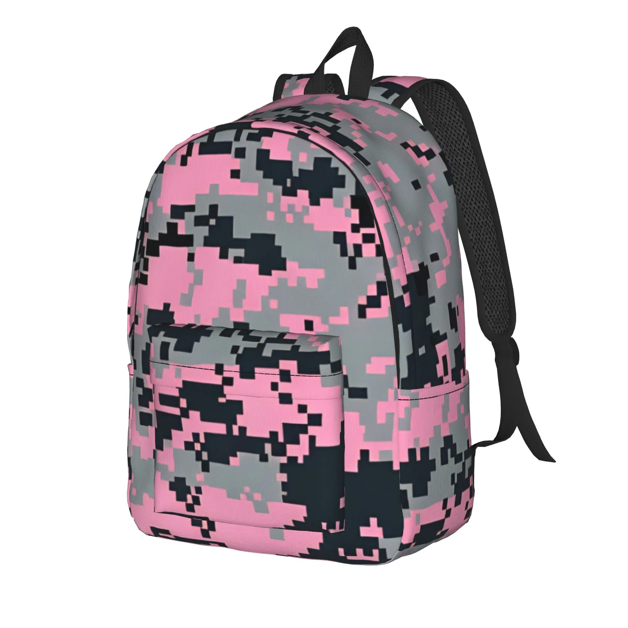 Pink Digital Pixel Camo Backpack  Girl Polyester Outdoor Backpacks Durable Fun High School Bags Rucksack