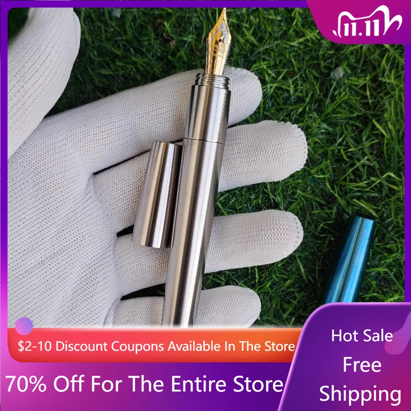 

Перьевая ручка из титанового сплава No 6 с наконечником Bock/Jinhao с чернильным поглотителем большой емкости Ручка для делового письма PK Majohn Ti200 Pen