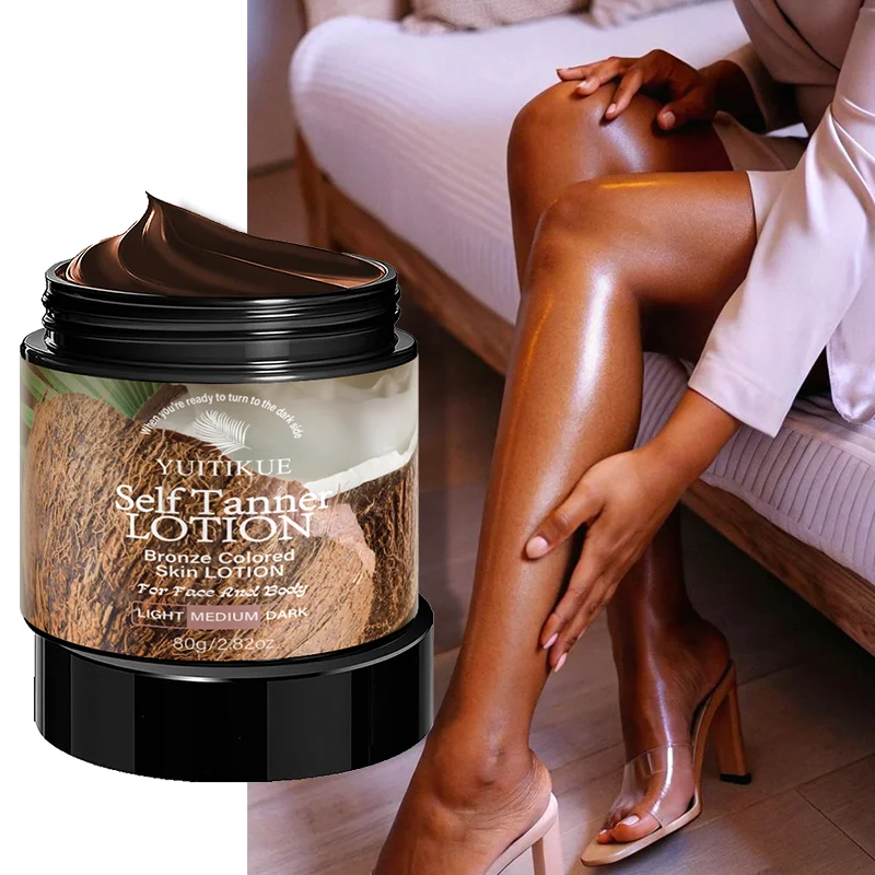 Sunless Coconut Self Tanning Lotion Bronze Color Hydrating Even Tone Self Tanner Cream For Facial Body Daily Skin Care 80g