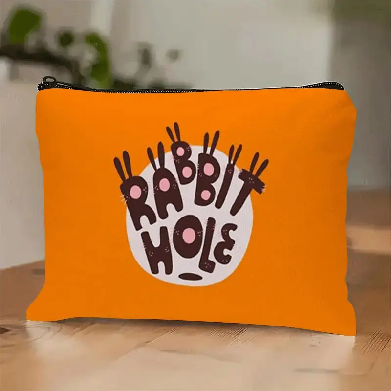1 Piece Rabbit Hole Print Design Makeup Bag - Multifunctional Zipper Pouch for Women, Perfect Travel Zipper Storage Bag, Fun Birthday Gift