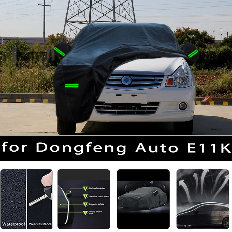 

For Dongfeng Auto E11K Car Covers Outdoor Waterproof Sun Rain Snow Protection UV Auto Cover 190T Car Protective Full Covers