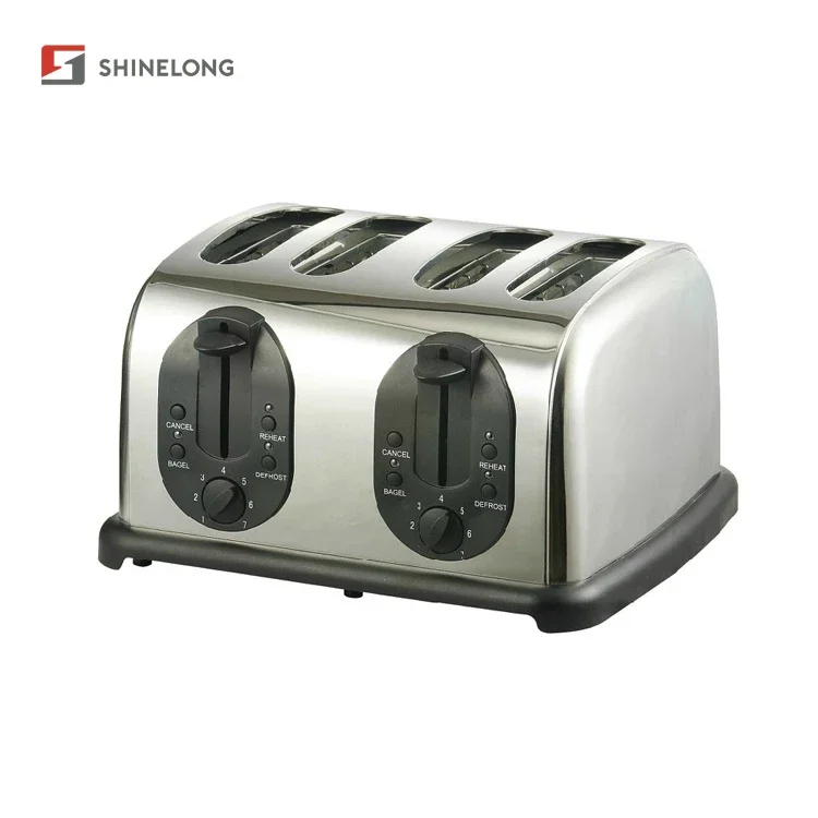 

4 Slice Bread Toaster Stainless Steel Electric Automatic matic Pop-Up Breakfast Sandwich Toaster