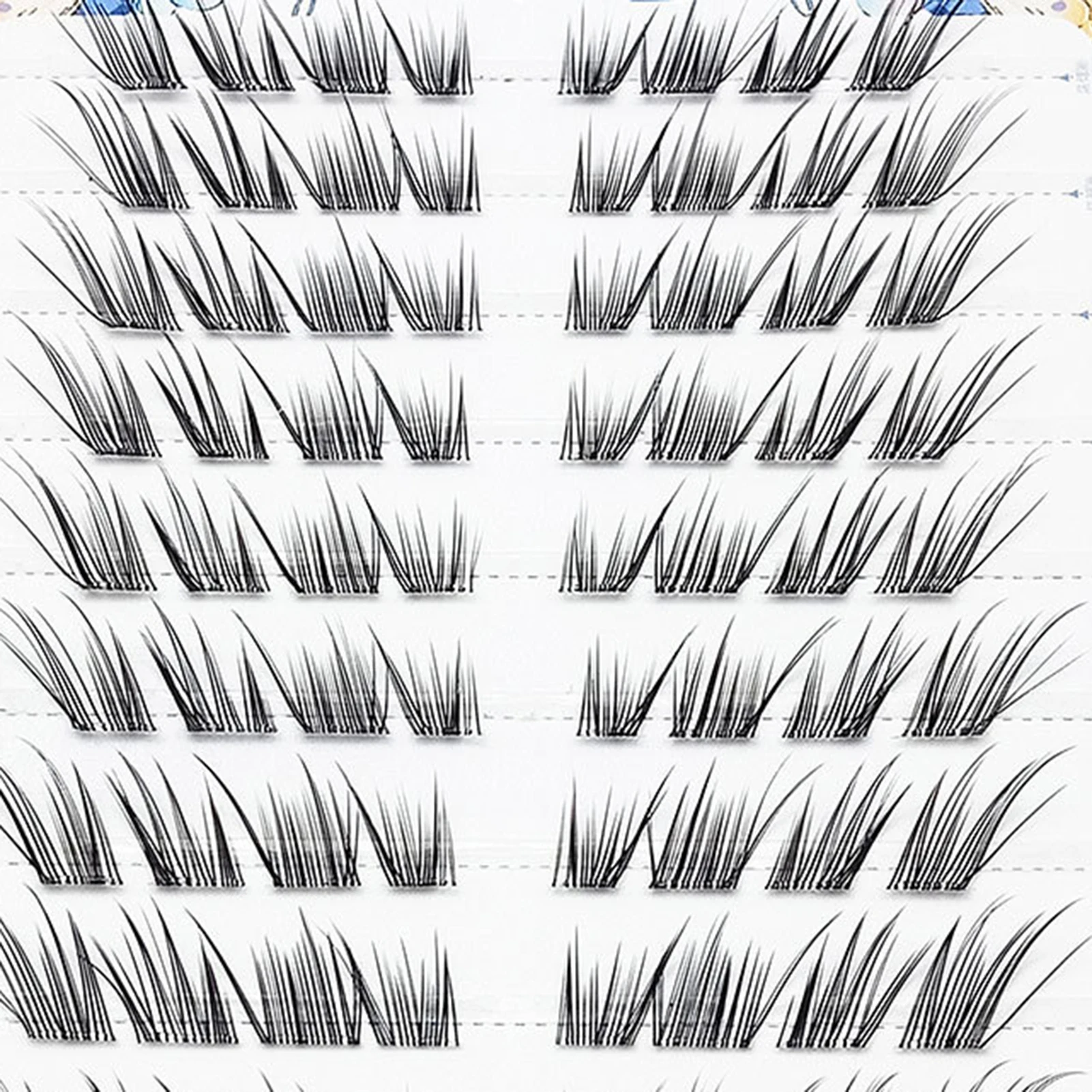 لا الغراء الثعلب العين الرموش الصناعية 8-14 مللي متر مختلط طول الرموش الفردية العنقودية ذاتية اللصق الطبيعية لاش تمديد