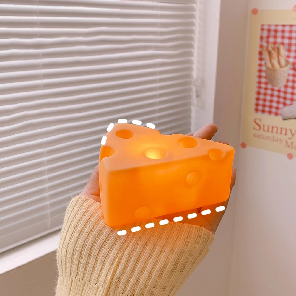 

2 Pcs Decor Cheese Small Night Lamp Girls Light Desktop Decoration Cute DIY