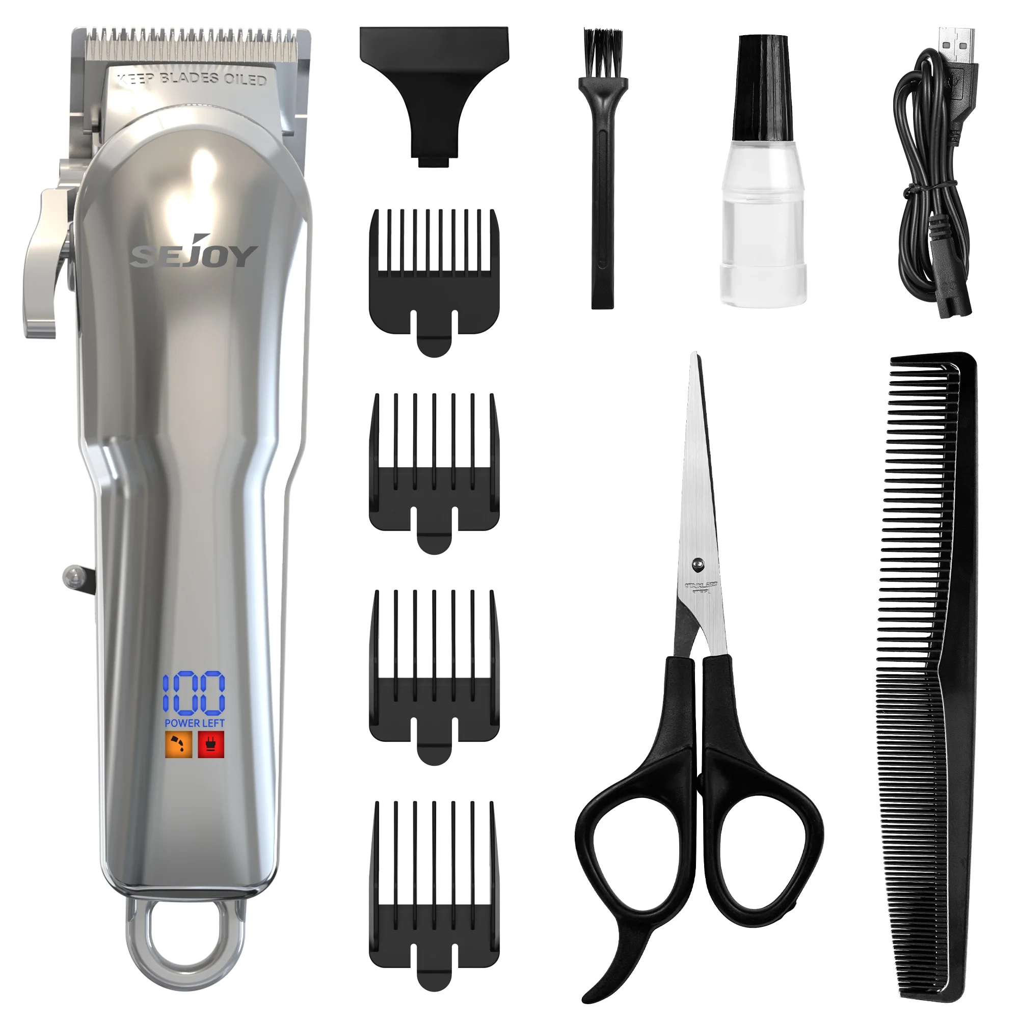 Sejoy Elektrisches Haarschneidemaschinen-Set, multifunktionaler Herren-Haar- und Nasentrimmer, kabellos, professioneller Elektrorasierer, Herrenrasierer, Schwarz
