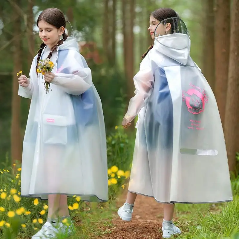 

Детский дождевик-пончо с местом для школьной сумки, водонепроницаемый, дышащий, из материала EVA, для мальчиков и девочек, для школы