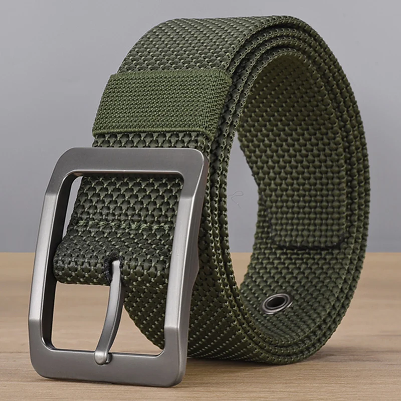 Fashion Men\'s Belt Alloy Needle Buckle Belt Student Versatile Trendy Belt Outdoor Sports Belt