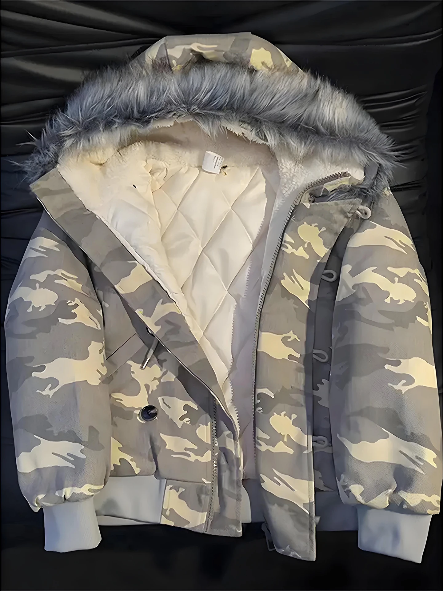 

Американская камуфляжная парка из хлопка, мужская зимняя теплая куртка с меховым воротником, молодежная, свободного кроя, с длинными рукавами