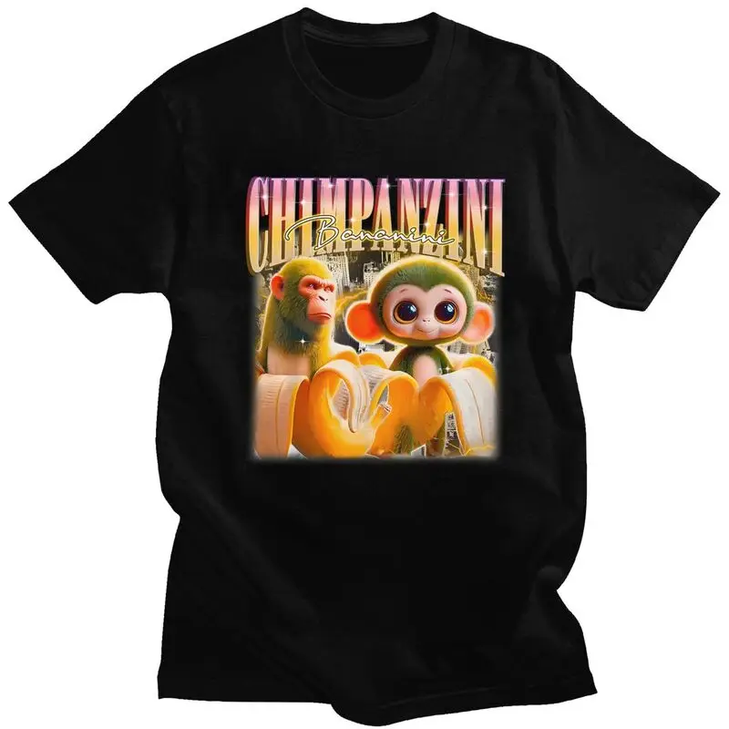 

Male Chimpanzee Bananini Funny Italian Brainrot Meme T Shirt Round Neck Short Sleeve 100% Cotton Tee Shirt Streetwear Clothes