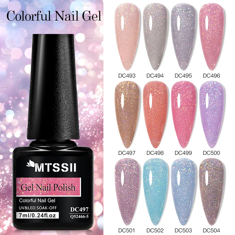 

MTSSII 7ml Shimmer Glitter Gel Nail Polish Dreamcolor Soak Off Gel Summer Color Semi Permanant Manicure Art Varnish Supplies