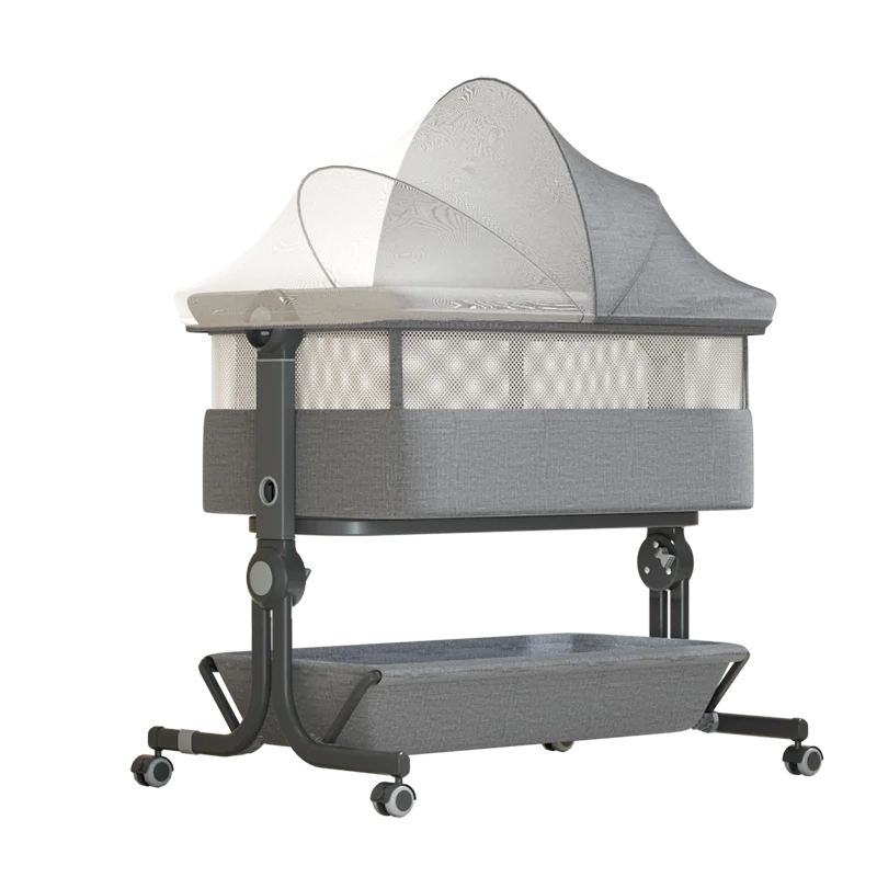 Removable Baby Crib Bed , Folding Portable Baby Beds, Multi-functional Splice Bed with Diaper Tables, Gift Cradle for Newborns