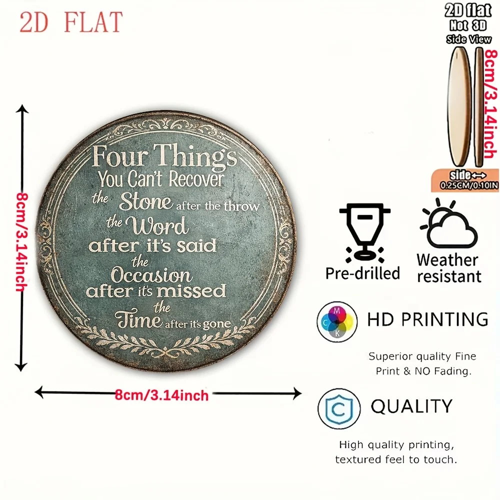 Two-Dimensional Wooden Vintage Round Wall Sign, Featuring The Pattern 