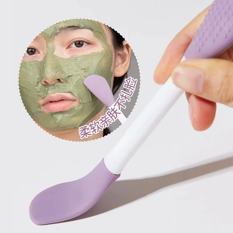 فرشاة قناع الوجه من السيليكون برأس مزدوج، فرش تنظيف تدليك الوجه، أداة مكشطة طبقة الطين ذاتية الصنع للعناية بالوجه