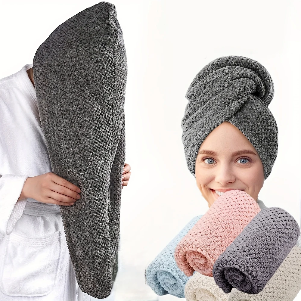 Women'S Quick-Dry Microfiber Headscarves - Hair Drying Cap, Absorbent Pineapple Coral Fleece Towels, Thickened Soft Headscarf