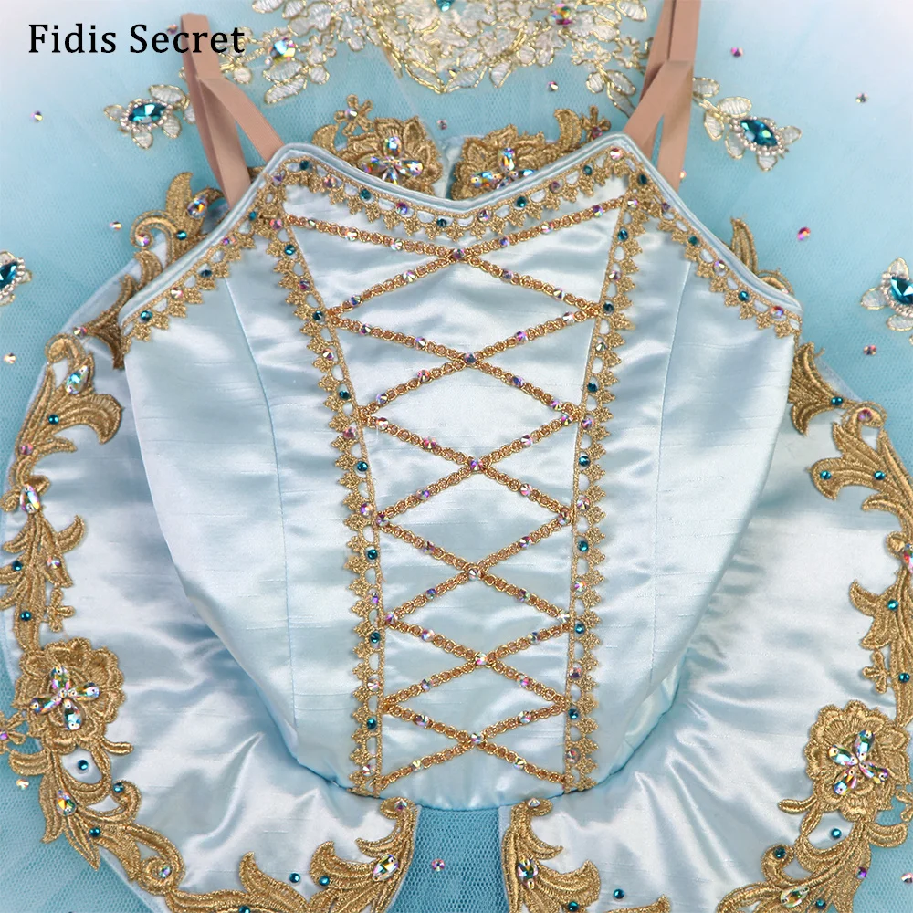 

Girls Ombre Sky Blue Classical Professional Pancake Ballet Tutu Costumes,Ballerina Sugar Plum Fairy Stage Performance Dance Wear