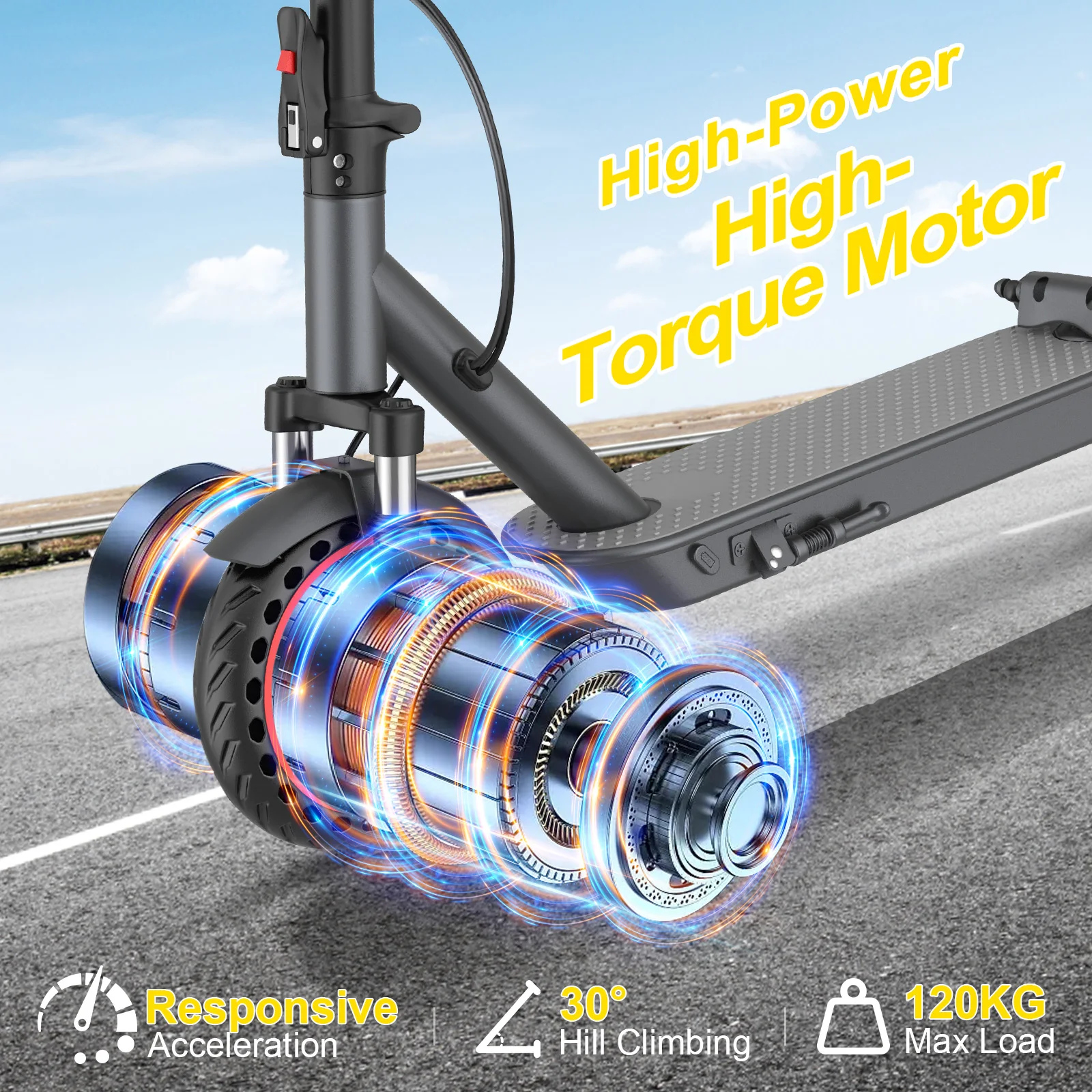 AOVOPRO LB10 Elektroroller 10 Zoll Leistungsstarker Motor 42V 10,5Ah 35KM Reichweite mit Stoßdämpfung Doppelbremsen Smart APP E-Scooter – Detail 11