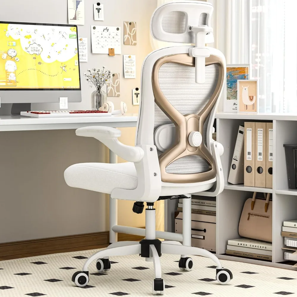 كرسي مكتب لتخفيف آلام الظهر والرقبة، مقعد من الإسفنج البكر، قطني قابل للتعديل ثنائي الأبعاد ومسند رأس ثلاثي الأبعاد، مساند للذراعين قابلة للإمالة والصخور #1