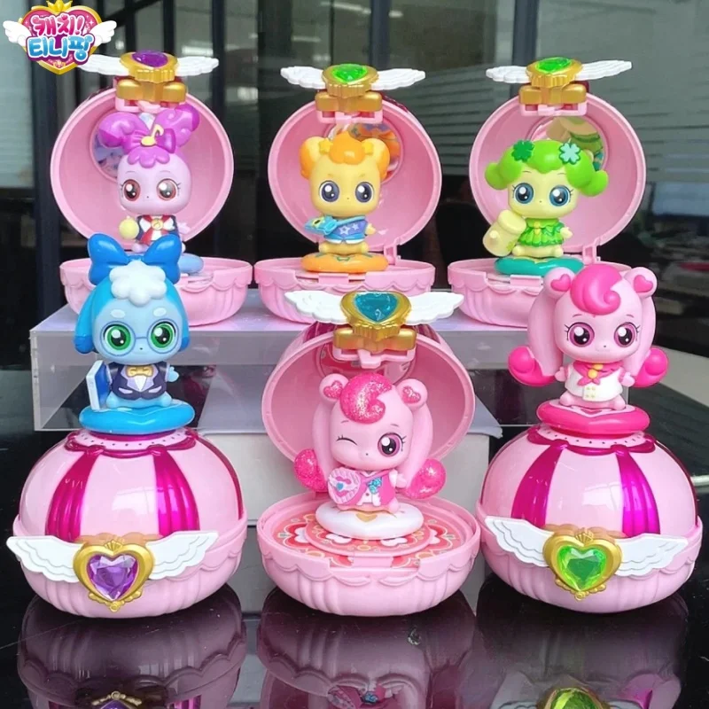 New Genuine Catch Teenieping Anime Figures Toys Love Cute  Sound And Light Mirror Box Set Series Magical Girl