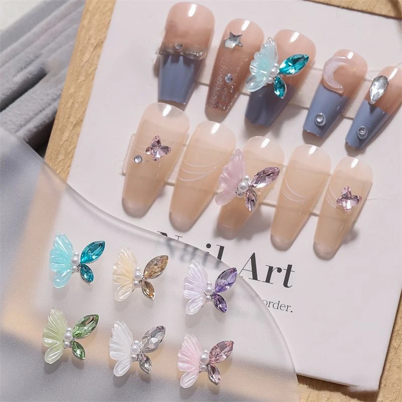 5Pcs Butterfly Nail Charms Rhinestones For Nails 3D Stereoscopic Nail Art Luxury Jewelry DIY Manicure Design Accessories