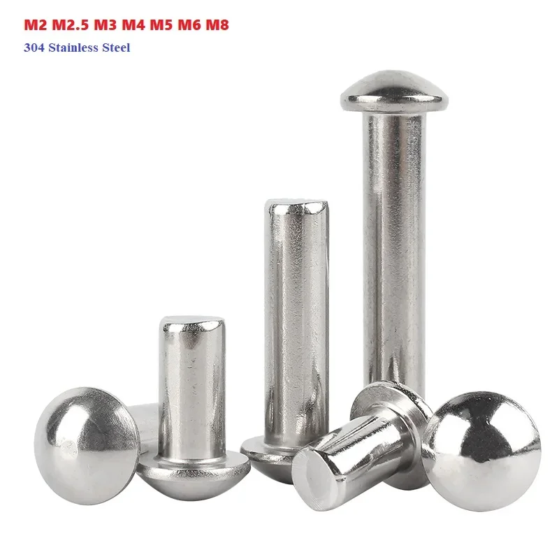 304 Stainless Steel GB867 Round Head Rivet M2 M2.5 M3 M4 M5 M6 M8 Solid Self-plugging Rivet