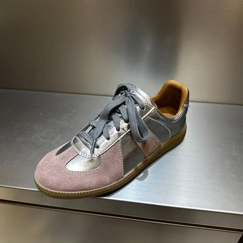 Women's Suede High-Top Sneakers - Mixed Color Casual Flats