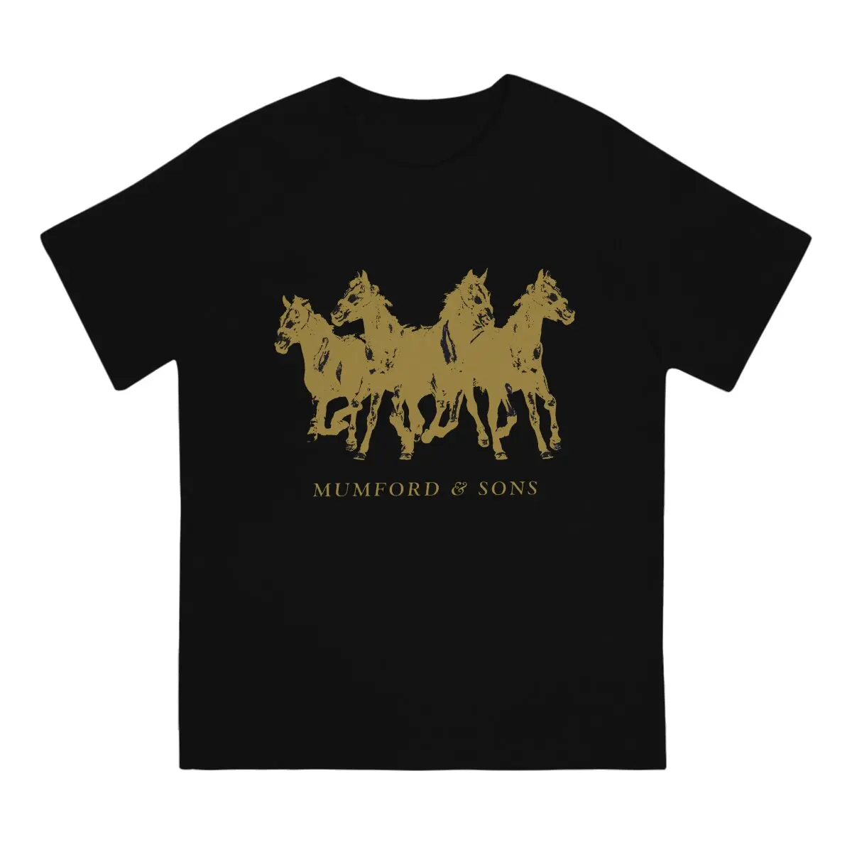 Men's T-Shirts MAS Golden Horses Funny Tee Shirt Short Sleeve Mumford And Sons T Shirts Round Neck Clothes New Arrival