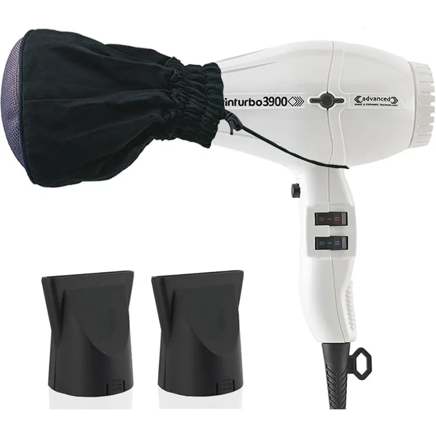 

Turbo Power TwinTurbo 3900 Advanced Ionic Ceramic Eco Friendly White Hair Dryer with Metal Mesh Diffuser Bundle 2 Items