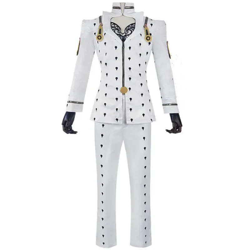 Anime JoJo Bizarre Adventure Bruno Bucciarati Cosplay Costume Black White Suits Uniform Zentai Full Set