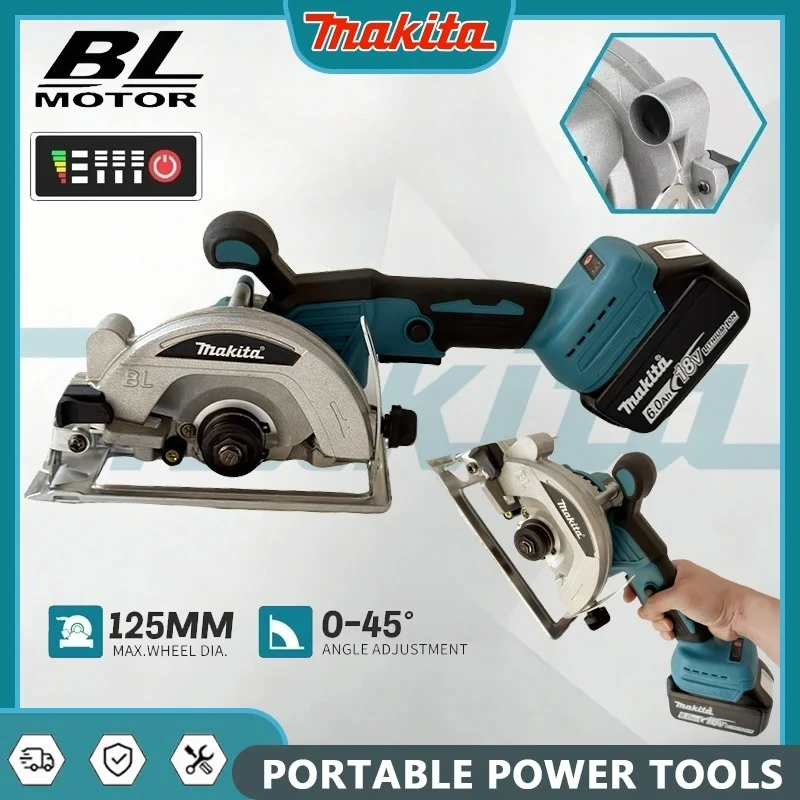 

Аккумуляторная бесщеточная циркулярная пила Makita 5 дюймов, ручная, многофункциональная, для резки дерева и металла, 18В, электроинструмент