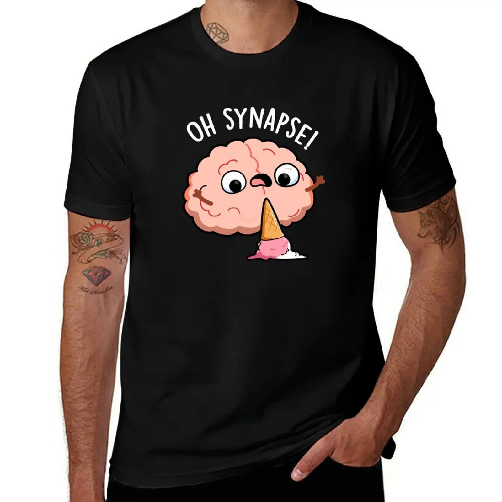 Oh Synapse Funny Brain Puns (Dark BG) T-Shirt Sweat Resistant Workout Tee Shirt T-Shirt