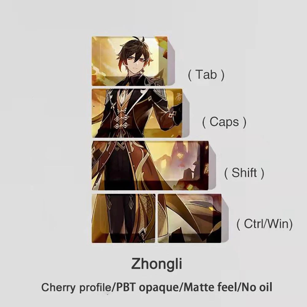 

5 Keys Genshin Impact Keycap PBT Multifunctional Gaming Keyboard For Cherry Profile Keycaps HUTAO YAE-MIKO Mechanical Keyboard