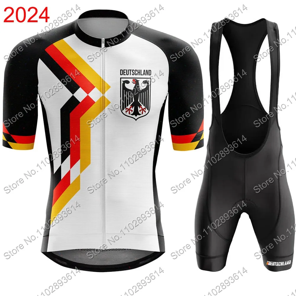 Germany 2024 Cycling Jersey Set Mens Deutschland Clothing Short Sleeve Kit Road bike Shirt Bicycle Bib Shorts MTB Radtrikot