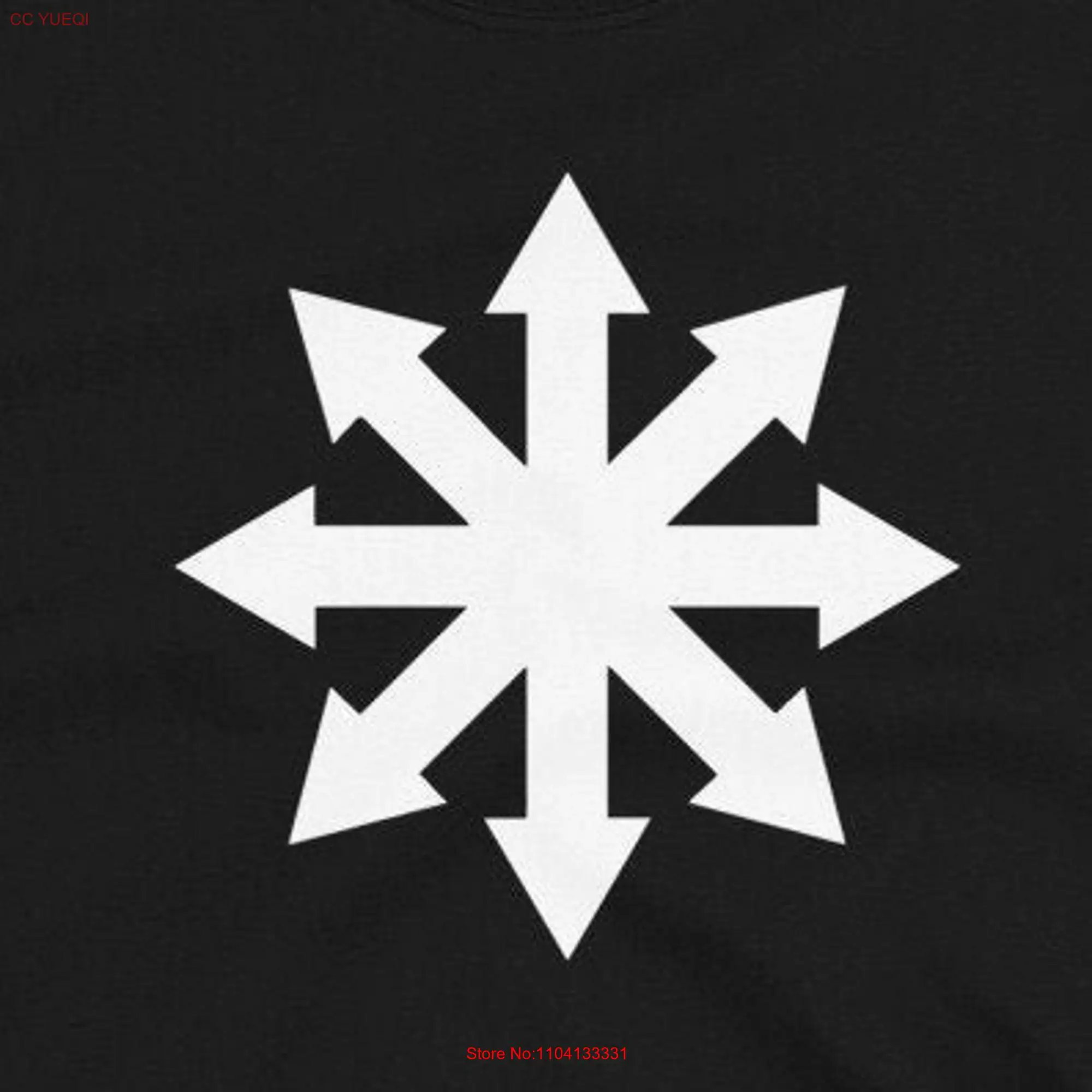 CHAOS STAR t Shirt Magic Symbol Occult Clothing white on Black long or short sleeves