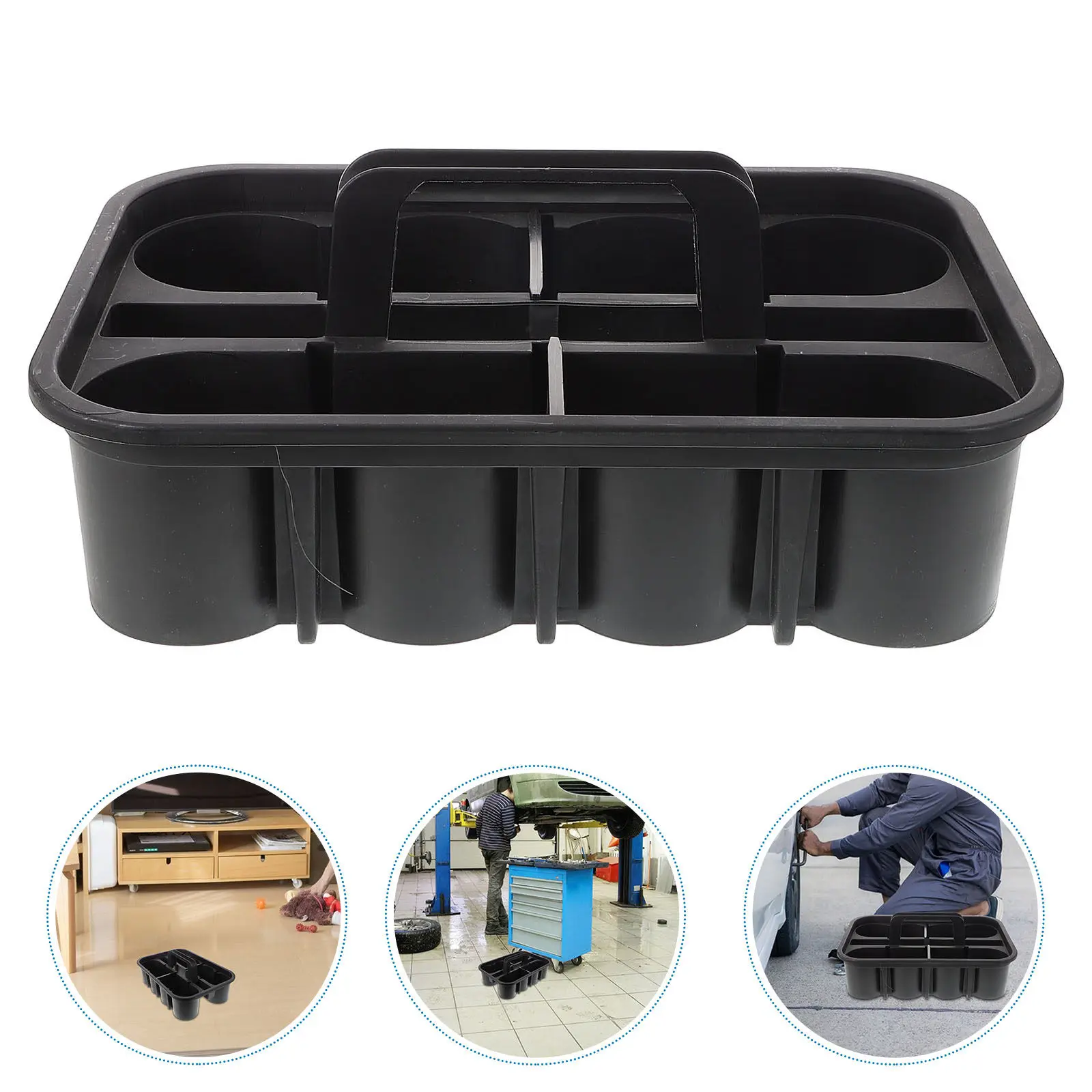 

Heavy Duty Thickened Plastic Car Cleaning Supplies Organizer Basket Compartment Design Easy Carry Handle for Detailing Car