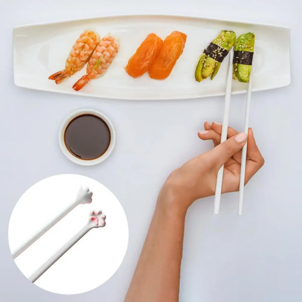 Cat Claw Chopsticks Cat Paw Chopsticks Set Reusable Non-slip Grip Utensils Lightweight Cute Pink Paw Print Noodles Sushi for Cat