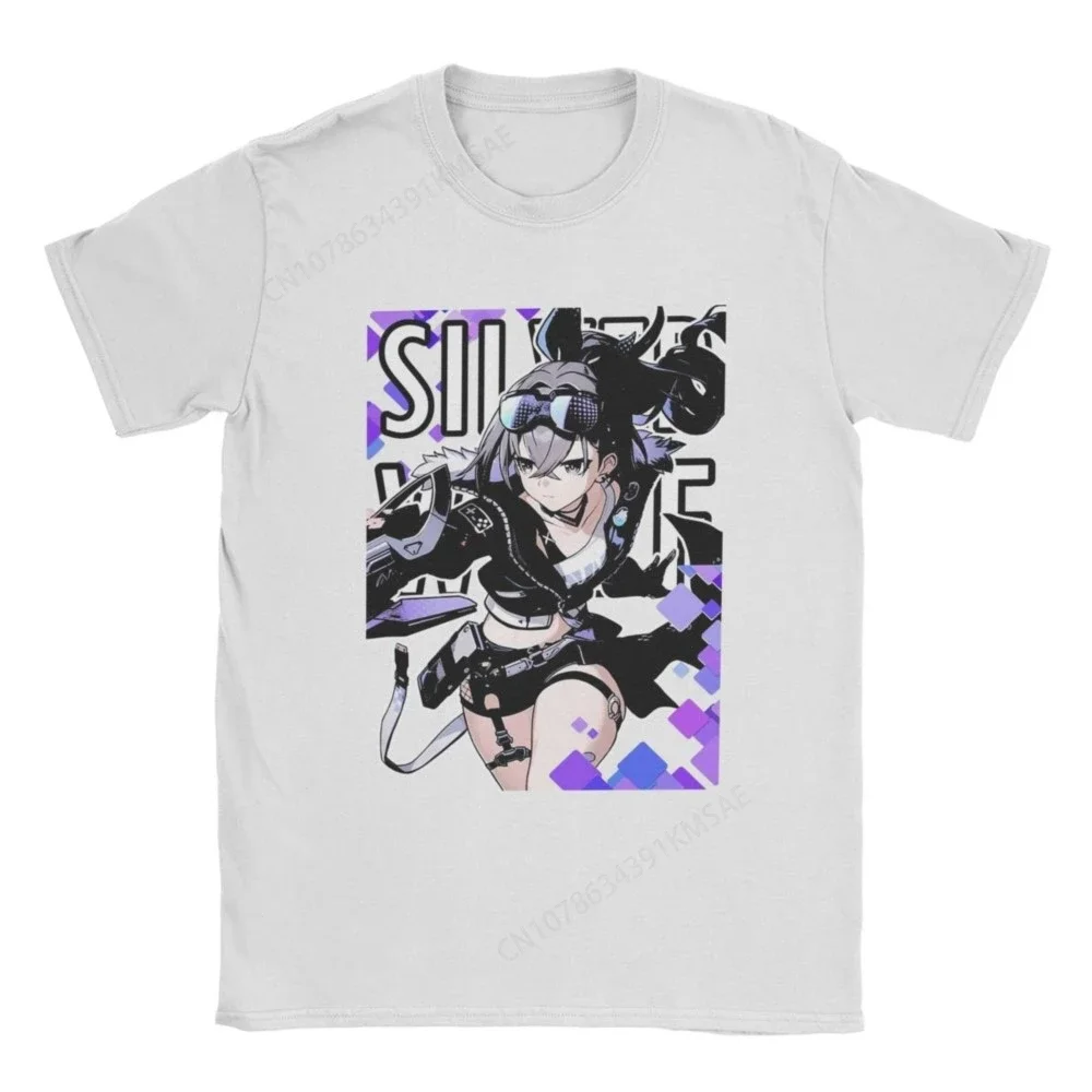 Silver Wolf Honkai Star Rail Men's T Shirts Fan-made Game Waifu Vintage Tee Short Sleeve Crew Neck T-Shirts  Cotton Gift Top