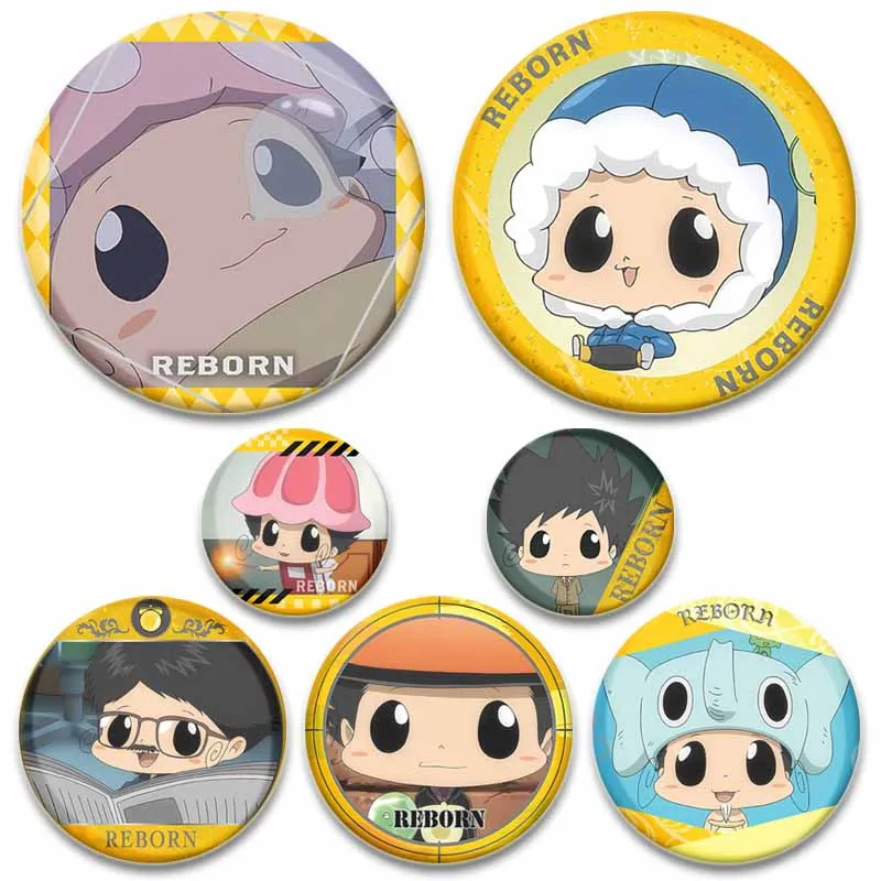 

Anime Reborn Button Brooch on Backpack Clothing Accessories Custom Cartoon Tsunayoshi Tsuna Badge Pins Toys Gift for Friend Kids