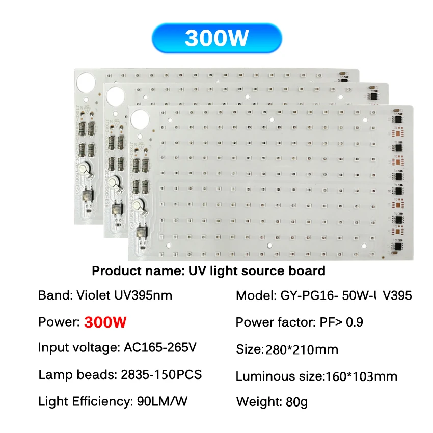50W/100W/300W UV Lamp 395NM Linear Light Source Board Easy to Install Lamp Film Board Light Group Bare Board Light Source Panel image 5