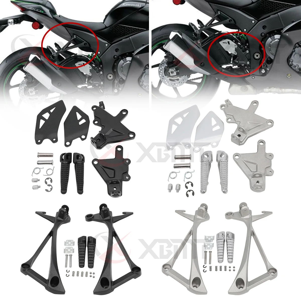 

Motorcycle Heel Plates Guard Protector Front Rear Foot Pegs Footrests Pedal Bracket For Kawasaki Ninja ZX-10R ZX10R 2011-2023