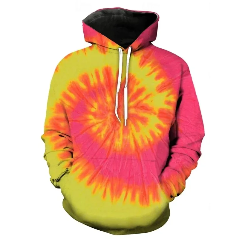 2025 جديد ثلاثية الأبعاد مطبوعة الخريف التعادل صبغ نمط الرجال والنساء المتضخم ملابس رياضية ملونة Harajuku Y2K البلوز عادية